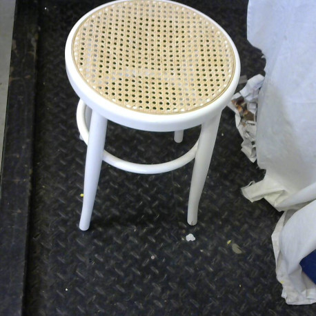 tabouret blanc assise osier