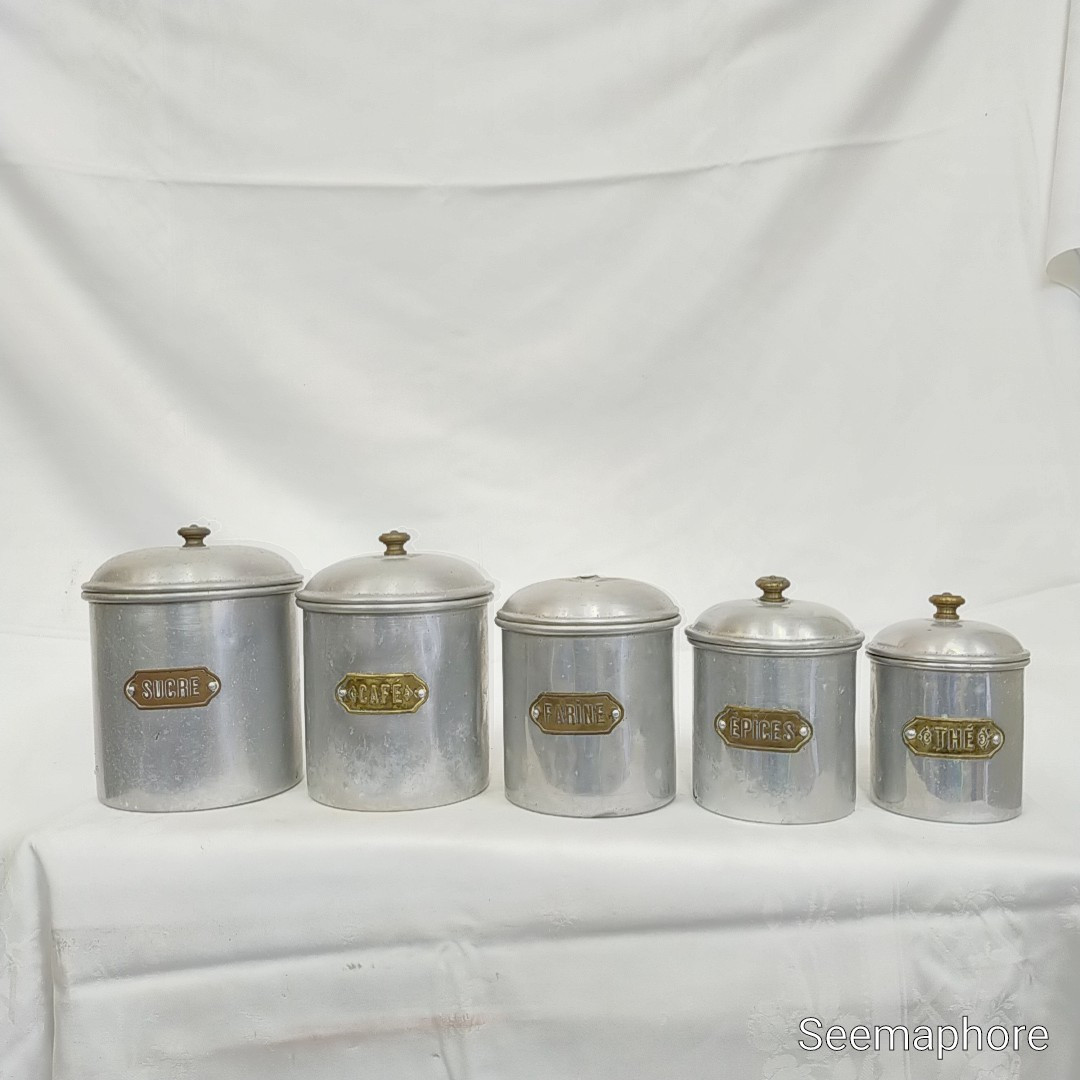 Lot de 5 pots à épices vintage